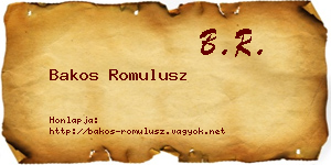 Bakos Romulusz névjegykártya